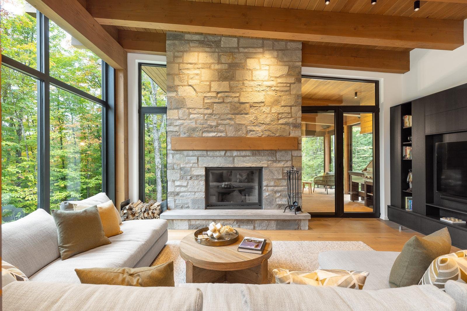 Warm welcoming living room with a fireplace